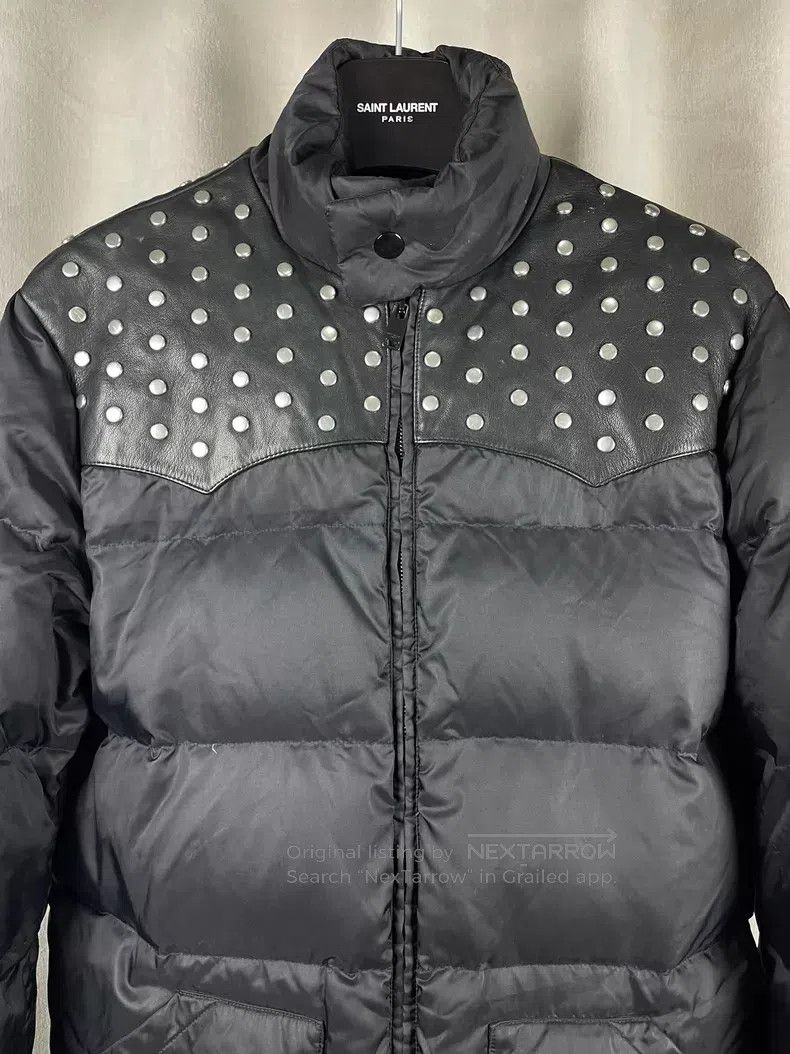 Saint Laurent Paris Saint Laurent Paris Black Studs Mixed Leather Puffer Jacke Size US M / EU 48-50 / 2 - 3 Thumbnail