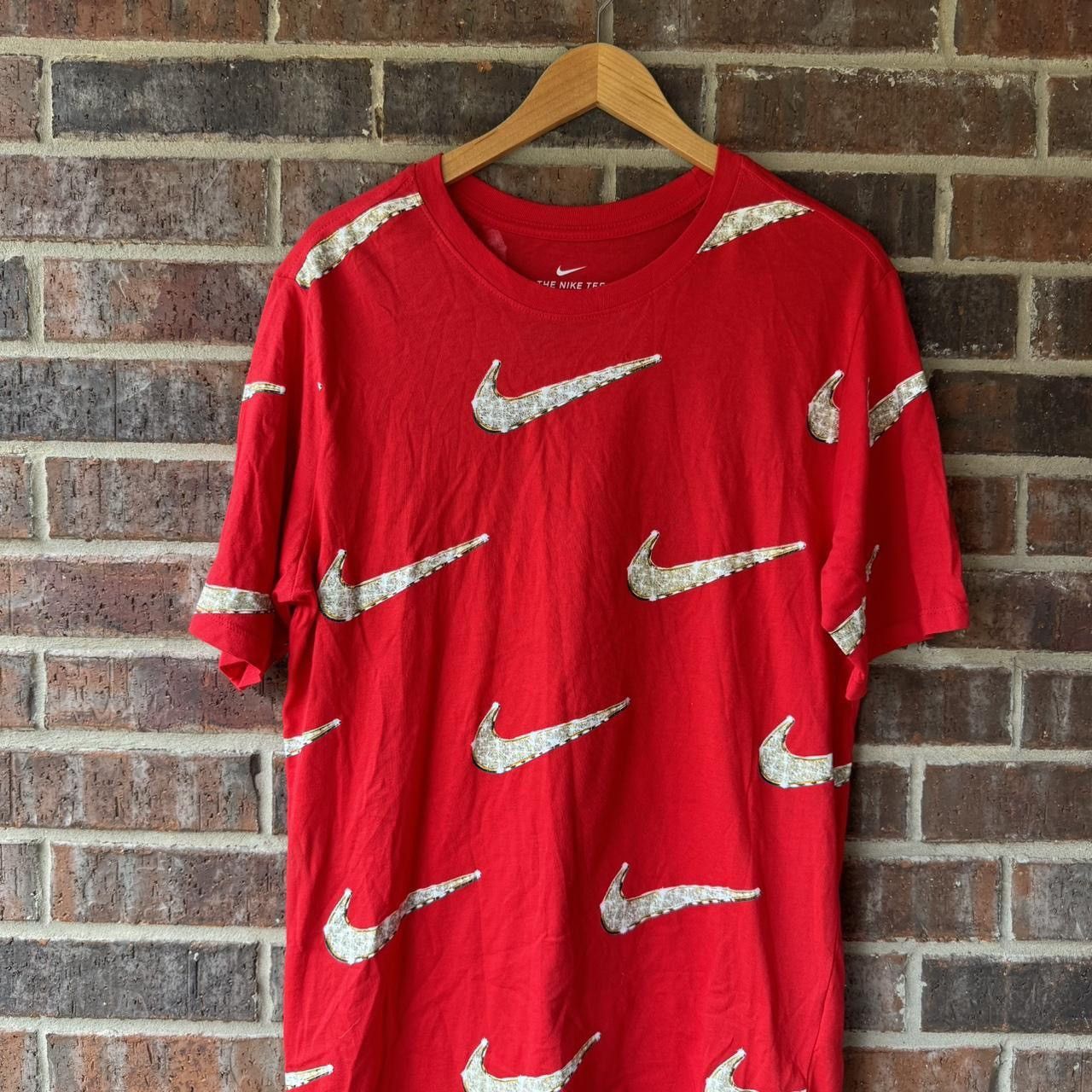 Nike Red Nike Bling Logo Tee - (Large) Size US L / EU 52-54 / 3 - 1 Thumbnail