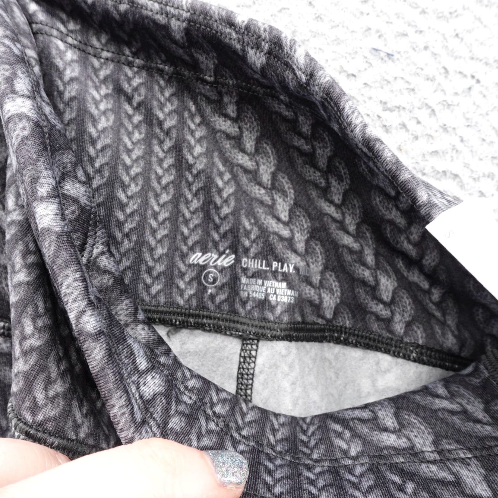 Vintage Aerie Leggings Knit Print Chill. Play. Move. Size S Gray NWT Activewear Women Ankle High Waisted Stretch, Breathable Gym & Training Size 28" / US 6 / IT 42 - 5 Thumbnail