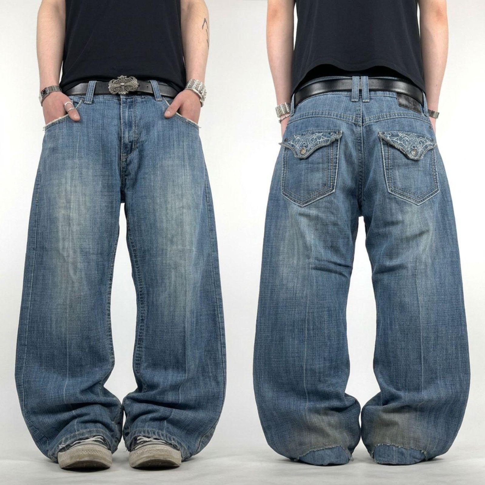 Japanese Brand × Le Grande Bleu (L.G.B.) × Vintage Vintage y2k grunge skater baggy wide leg faded archive jeans Size US 36 / EU 52 - 1 Thumbnail
