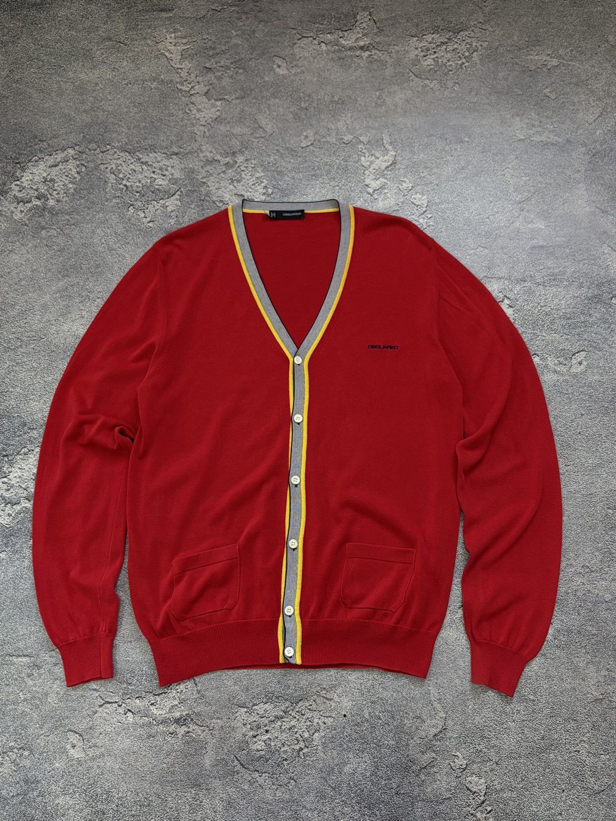 Dsquared2 DSQUARED2 Red V-Neck Cotton Knit Cardigan XL Made In Italy Size US XL / EU 56 / 4 - 3 Thumbnail