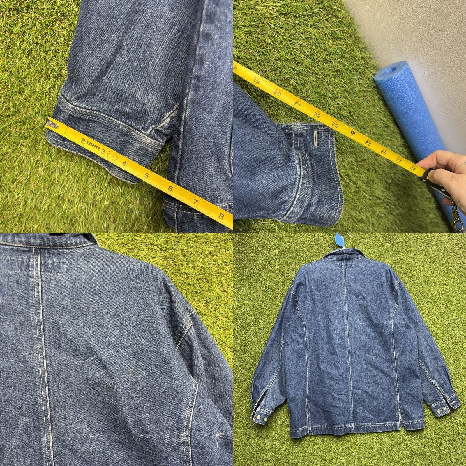 Vintage VINTAGE Boss Boxx Jacket Mens L Denim Blue 90s Retro Workwear Coat Jacket Cotton Lining Button Pocketed Regular Mens Size US 33 - 8 Thumbnail