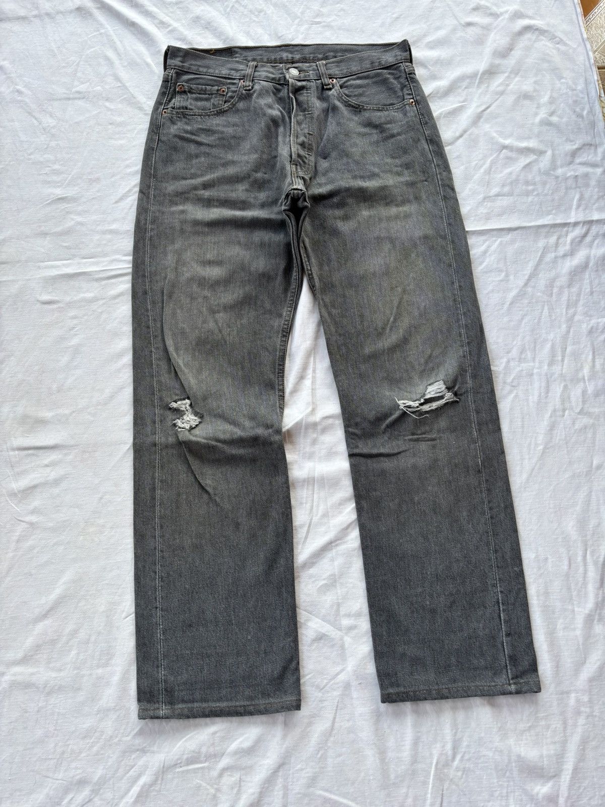 Kapital Vintage Levis 501 FADED BLACK Distressed Denim Jeans Size US 32 / EU 48 - 3 Thumbnail