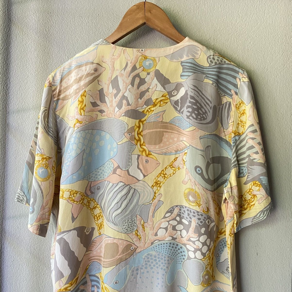 Celine CELINE Pastel Fish Print Short Sleeve Shirt Size S / US 4 / IT 40 - 9 Thumbnail