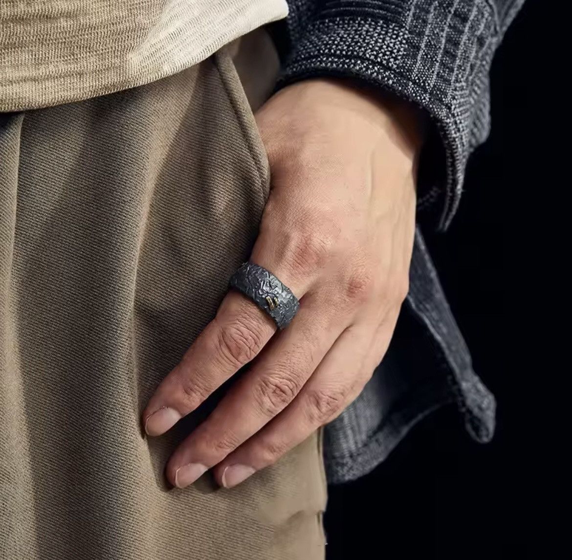 Other Brutalist Silver Ring with Gold Accent Size ONE SIZE - 6 Thumbnail