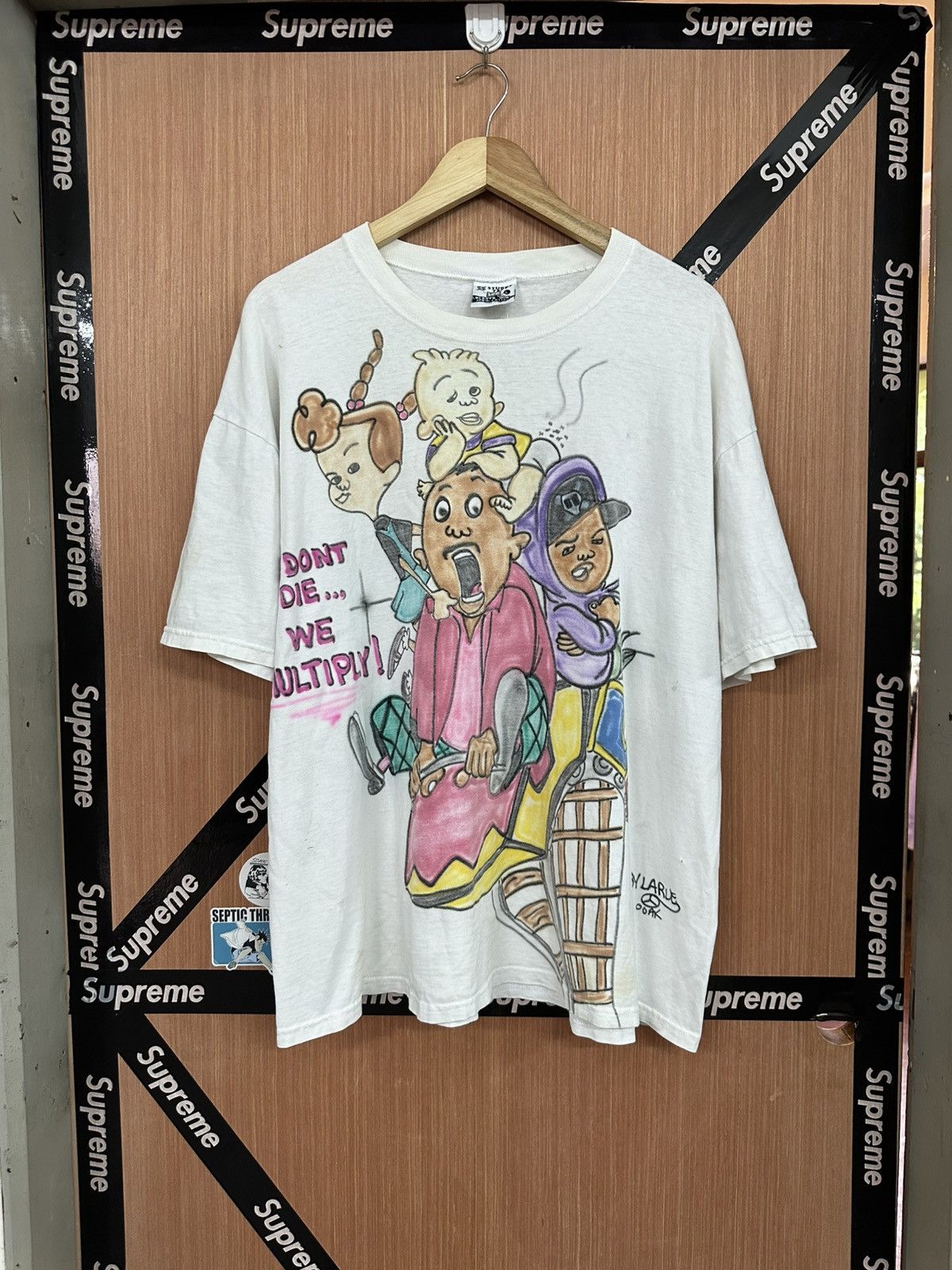 Vintage 90's Cartoon Art by Larue Ooak Distreesed Tees