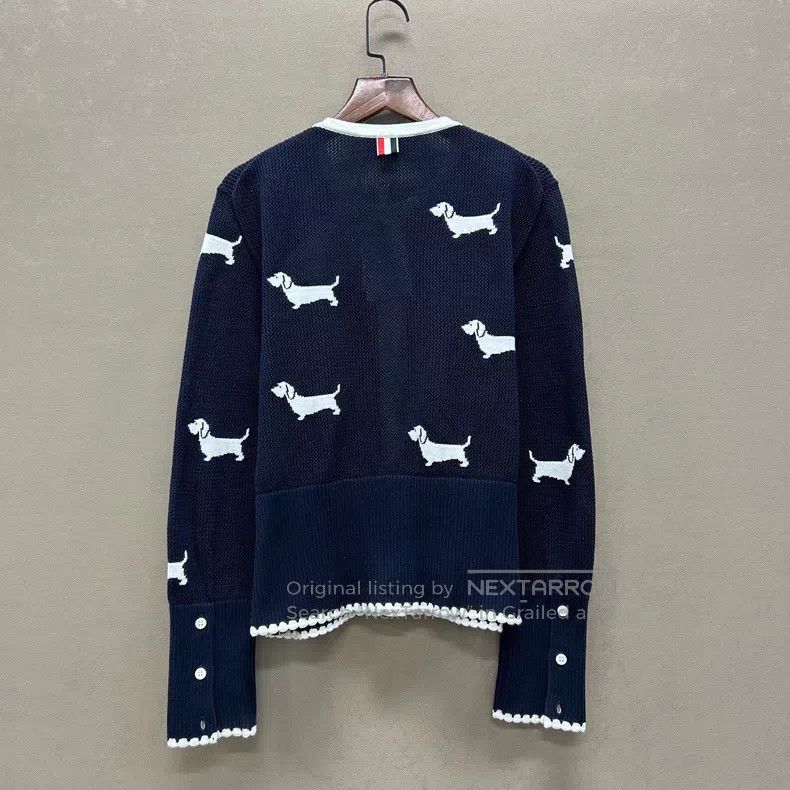 Thom Browne Thom Browne Navy Blue Dog Hole Knitted Cardigan Size US XXS / EU 40 - 2 Thumbnail