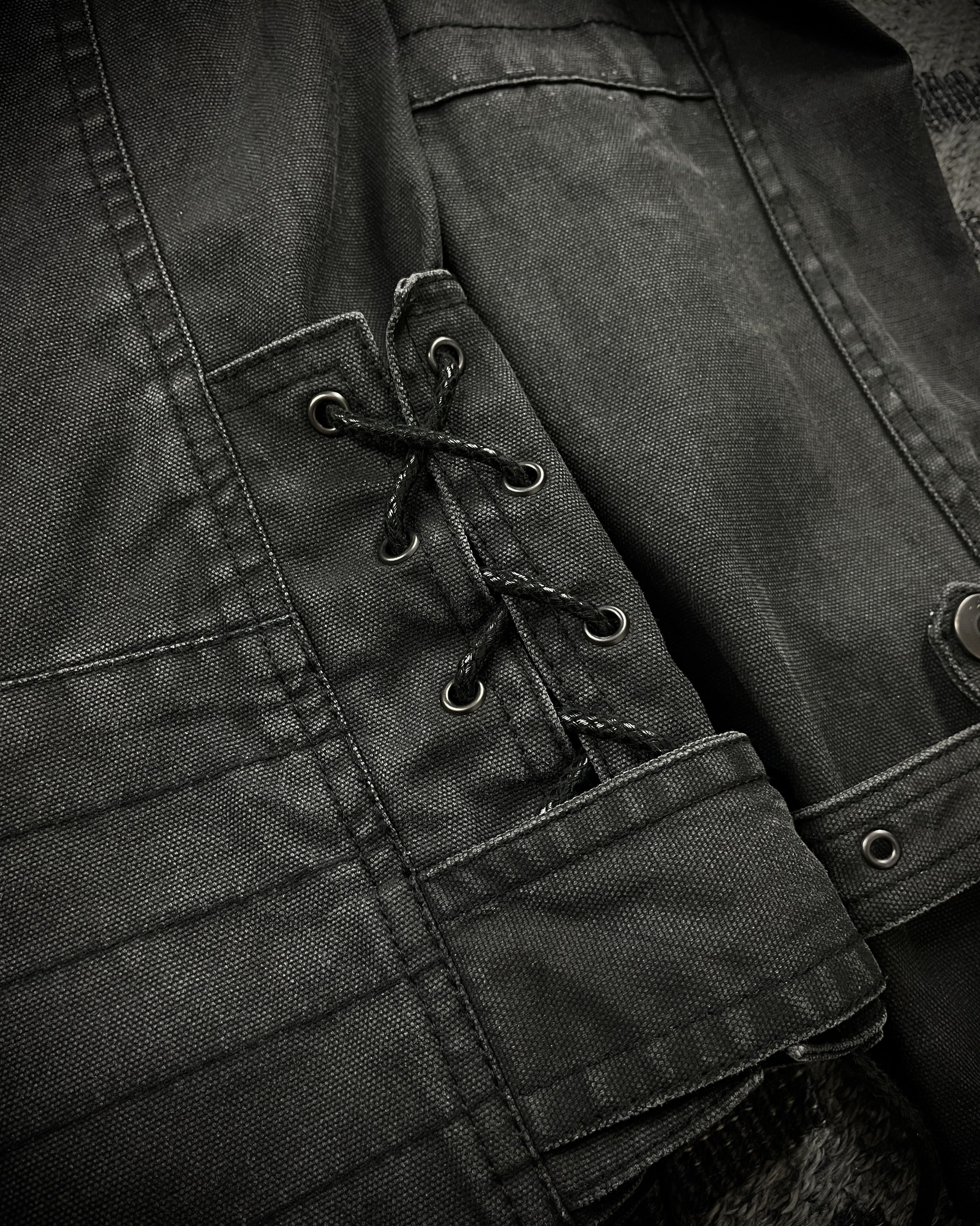 Schlussel Schlüssel Back Lace Up Rider Faded Canvas Jacket Size US L / EU 52-54 / 3 - 9 Thumbnail