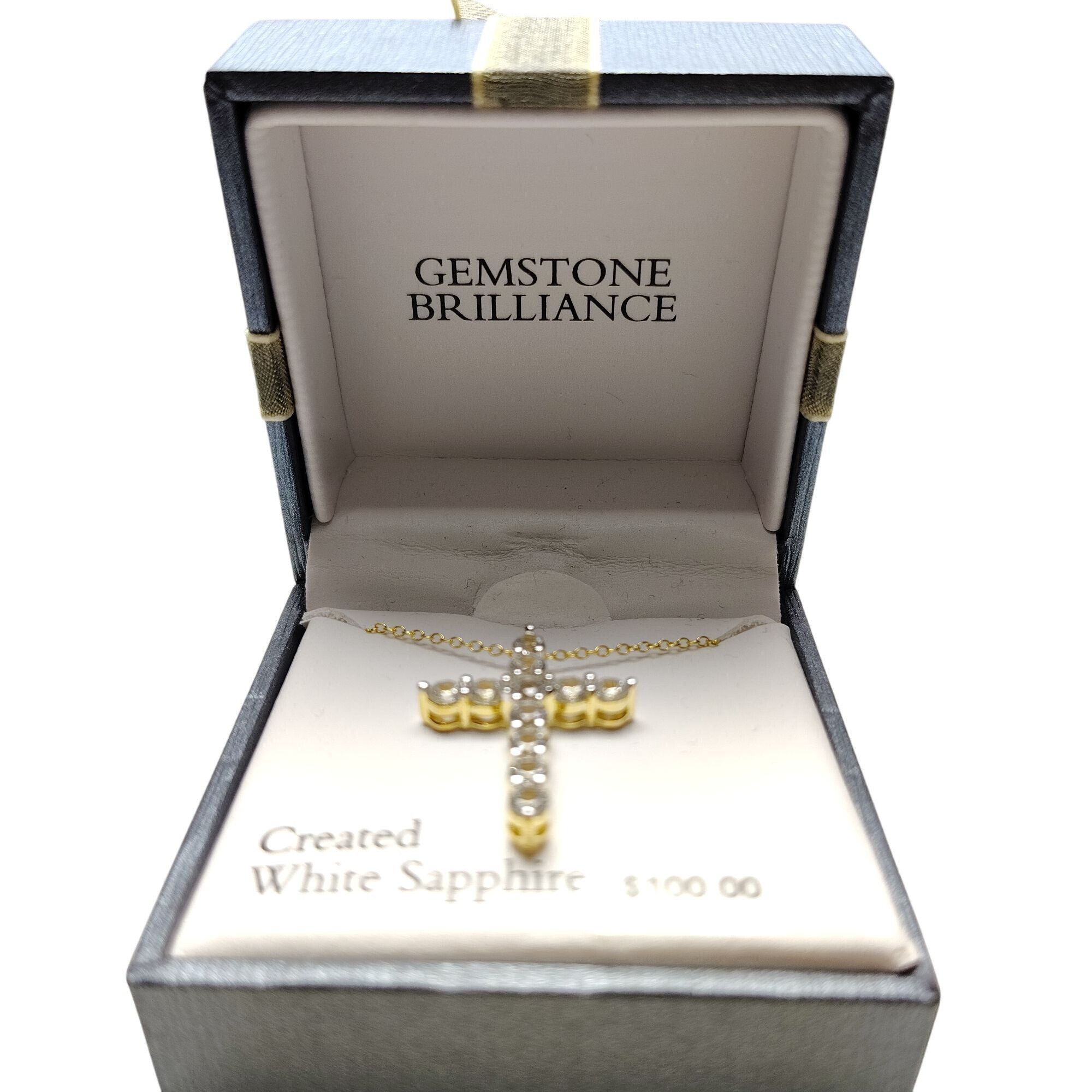 Other Created White Sapphire Gold-Tone Cross Pendant Necklace With Size ONE SIZE - 2 Thumbnail