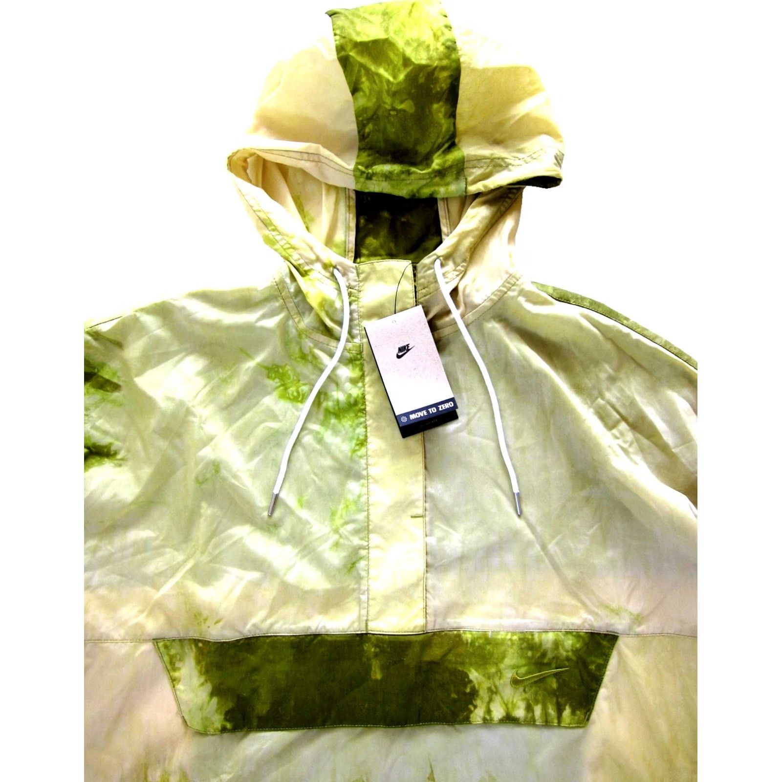 Nike Nike Women Sportswear Windbreaker Jacket L Green Wave Tie Dye Full Zip Hooded Nylon Outer Shell Size L / US 10 / IT 46 - 6 Thumbnail