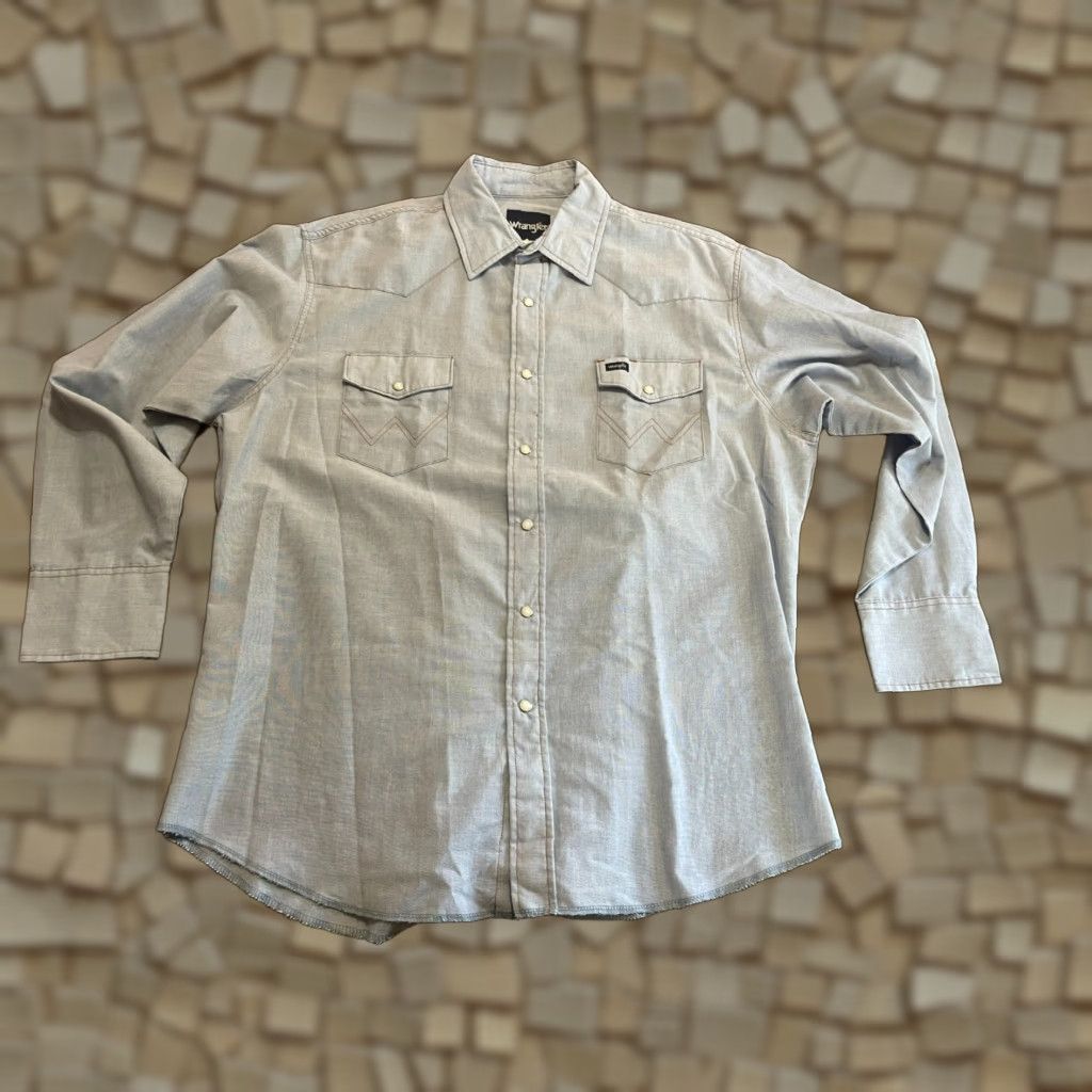 Wrangler Wrangler Shirt Men's 17.5-35 Blue Long Sleeve Western Pearl Snap Button-Up Pockets Regular Size Type: Regular Timing: N/A Size US XXL / EU 58 / 5 - 1 Thumbnail