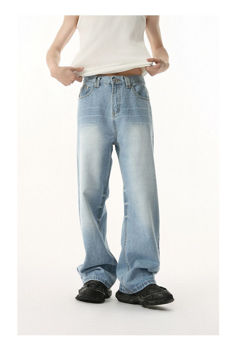 Japanese Brand Japanese retro washed elastic waist straight loose jeans Size US 32 / EU 48 - 1 Thumbnail