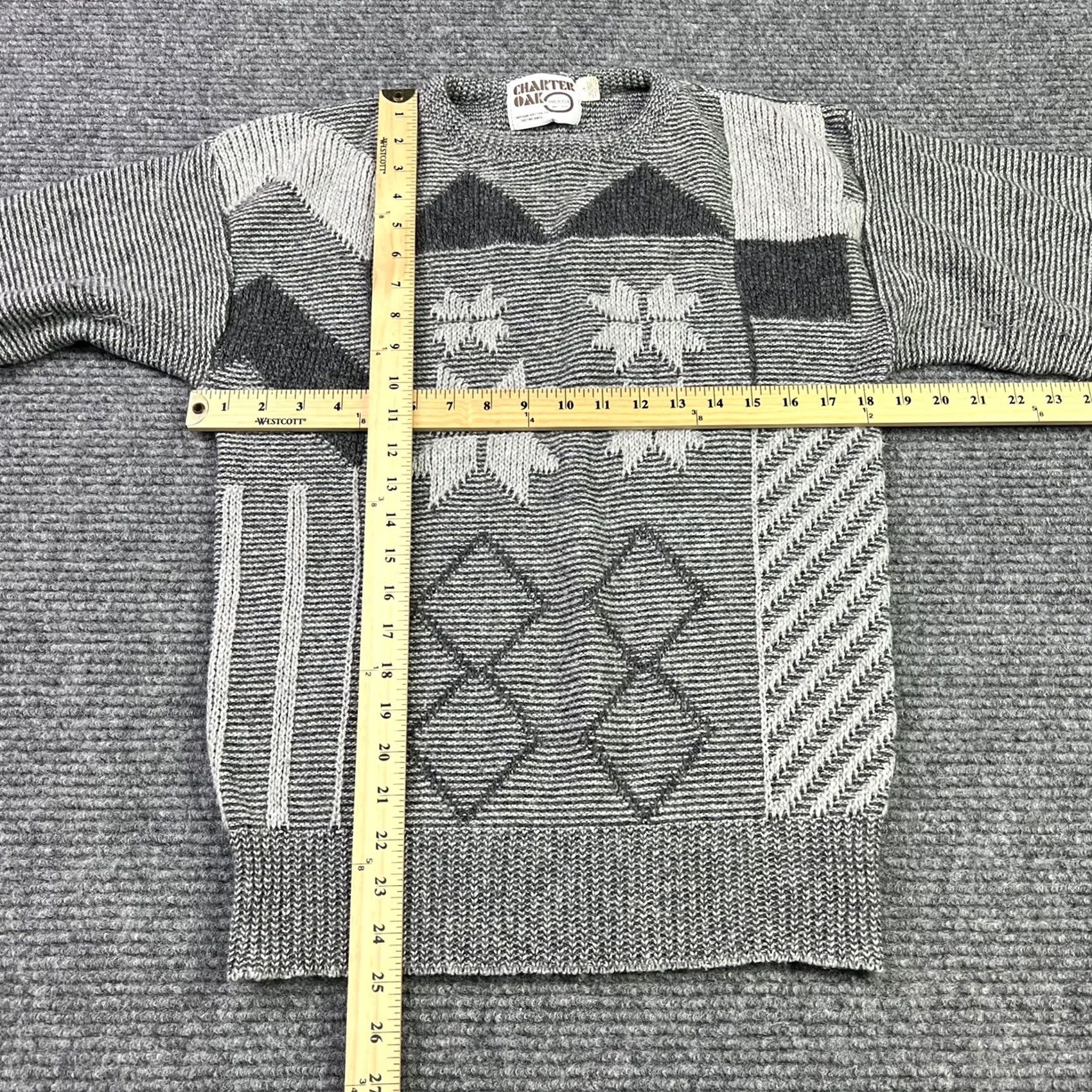 Vintage VINTAGE Charter Oak Sweater Geometric Pattern Gray Medium Mens Cardigan Crew Neck Long Sleeve Knit Size US M / EU 48-50 / 2 - 4 Thumbnail
