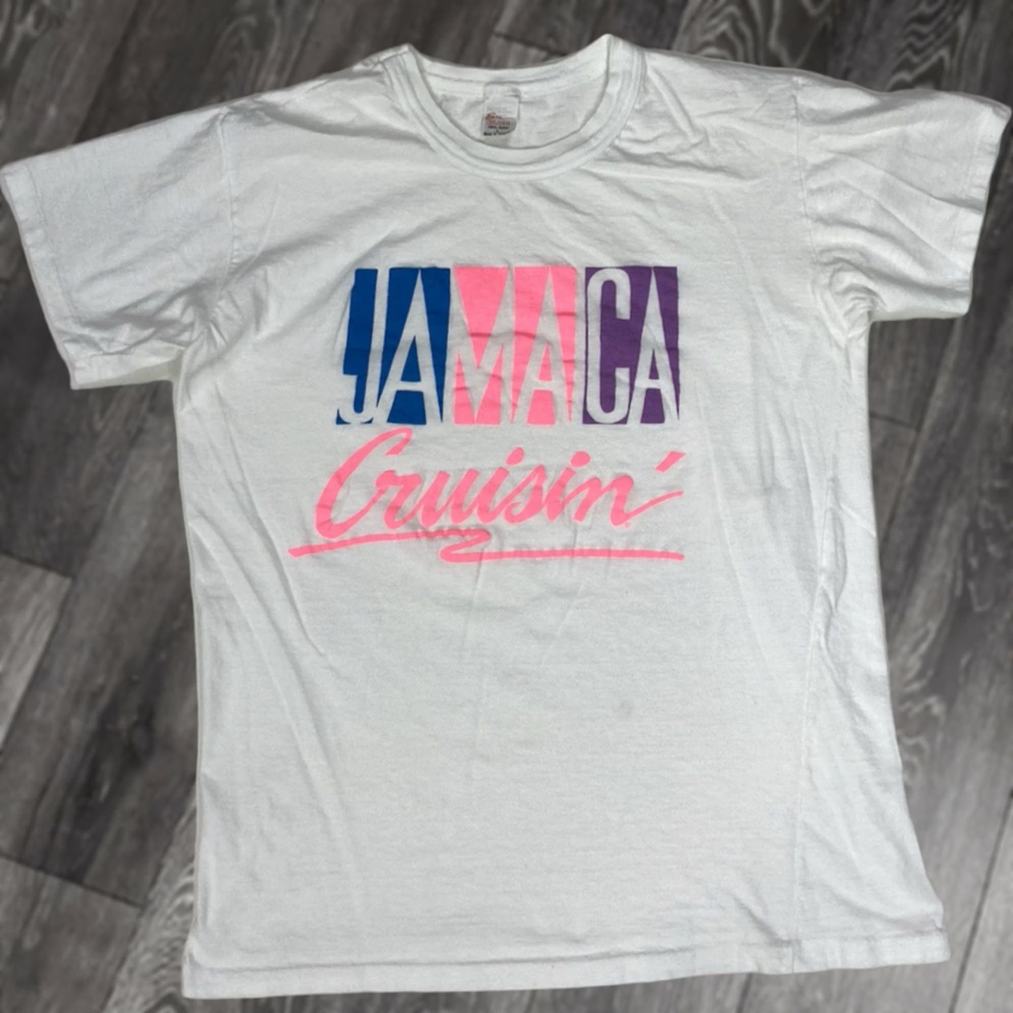 Vintage VINTAGE Jamaica Cruisin Graphic T-shirt Women Medium White 90s Single Stitch Size M / US 6-8 / IT 42-44 - 1 Thumbnail