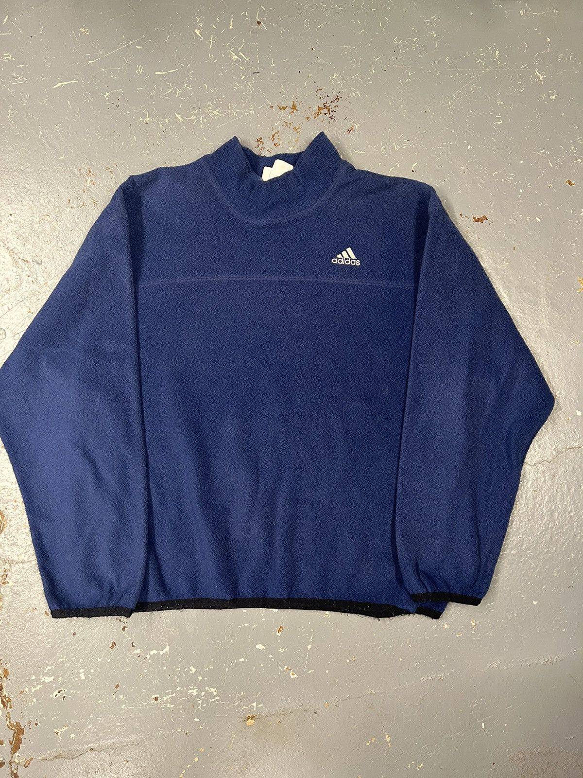 Adidas × Vintage Crazy Vintage Y2K Baggy Navy Adidas Pullover Fleece Sweater Size US L / EU 52-54 / 3 - 1 Thumbnail