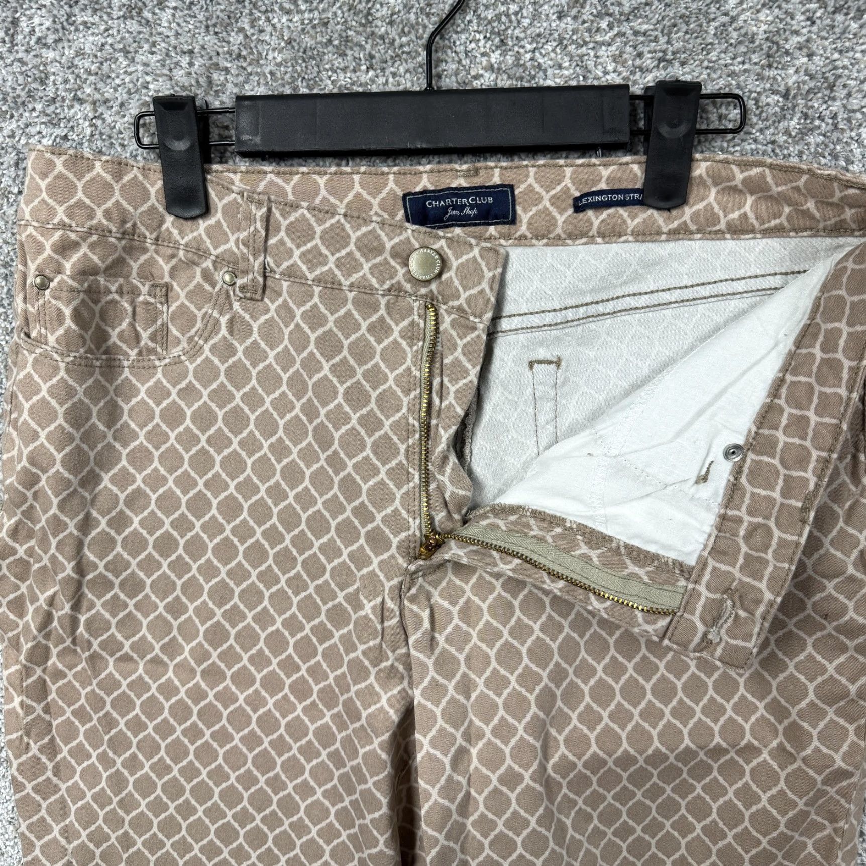 Charter Club Charter Club Lexington Straight Jeans Women 12 Tan Geometric Trellis Mod Coastal Size 34" / US 12 / IT 48 - 6 Thumbnail