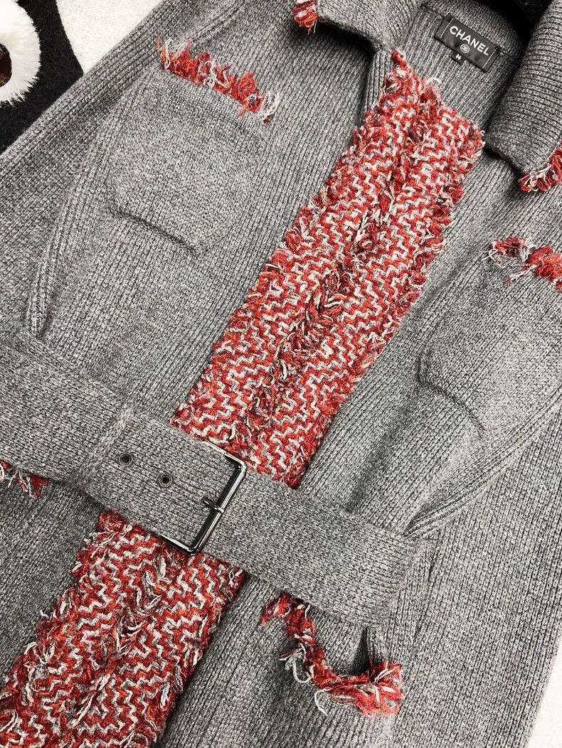 Chanel Chanel Gray tassel-edged knitted sweater coat Size XS / US 0-2 / IT 36-38 - 5 Thumbnail