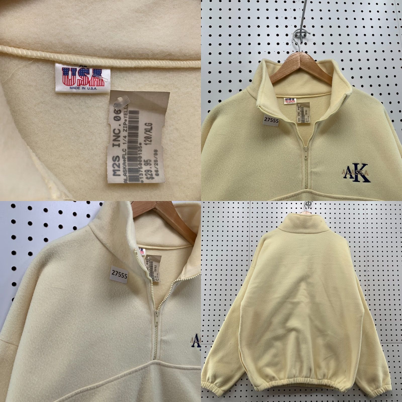 Vintage VINTAGE USA Alaska 1/4 Zip Fleece Pullover Beige Mens XL Embroidered Sweater Size US XL / EU 56 / 4 - 8 Thumbnail