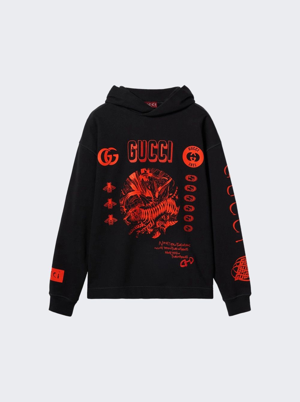 Gucci o1loc1c1225 784414 Symbols Hooded Sweatshirt Black & Orange Size US XL / EU 56 / 4 - 1 Thumbnail