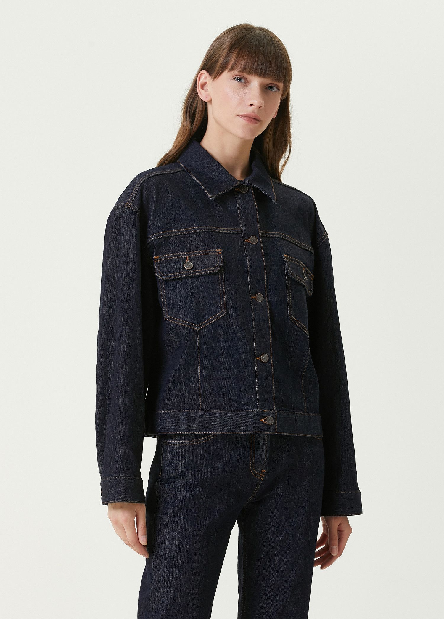 The Row THE ROW Ness navy blue oversized denim jacket Large q Size L / US 10 / IT 46 - 1 Thumbnail