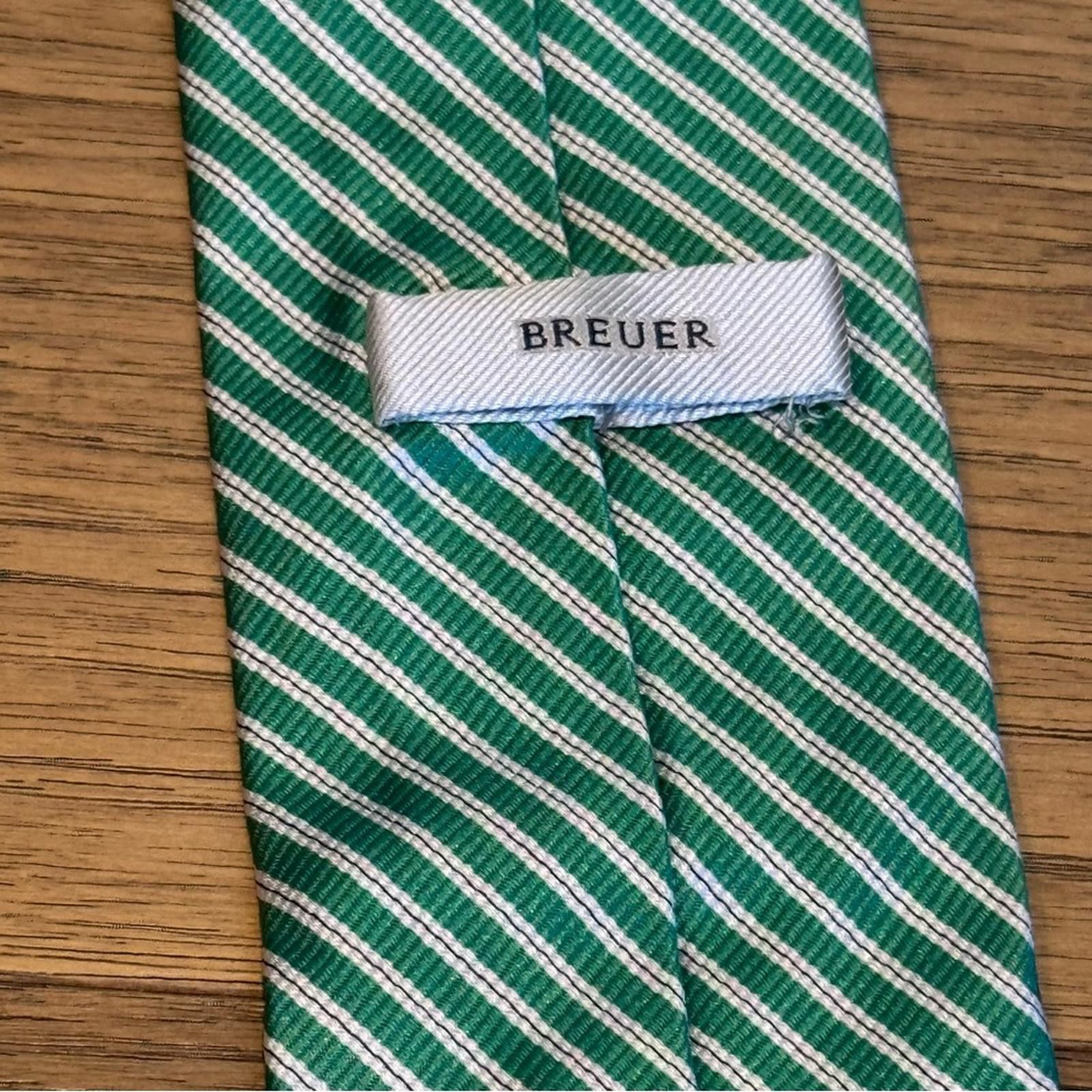 Breuer Breuer Elegant Striped Green Tie for Men Size ONE SIZE - 3 Thumbnail
