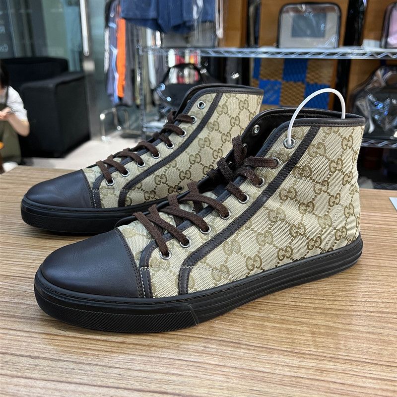 Gucci Gucci Brown High-Top Lace-Up Fashion Sneakers 0079 Size US 9.5 / EU 42-43 - 1 Thumbnail