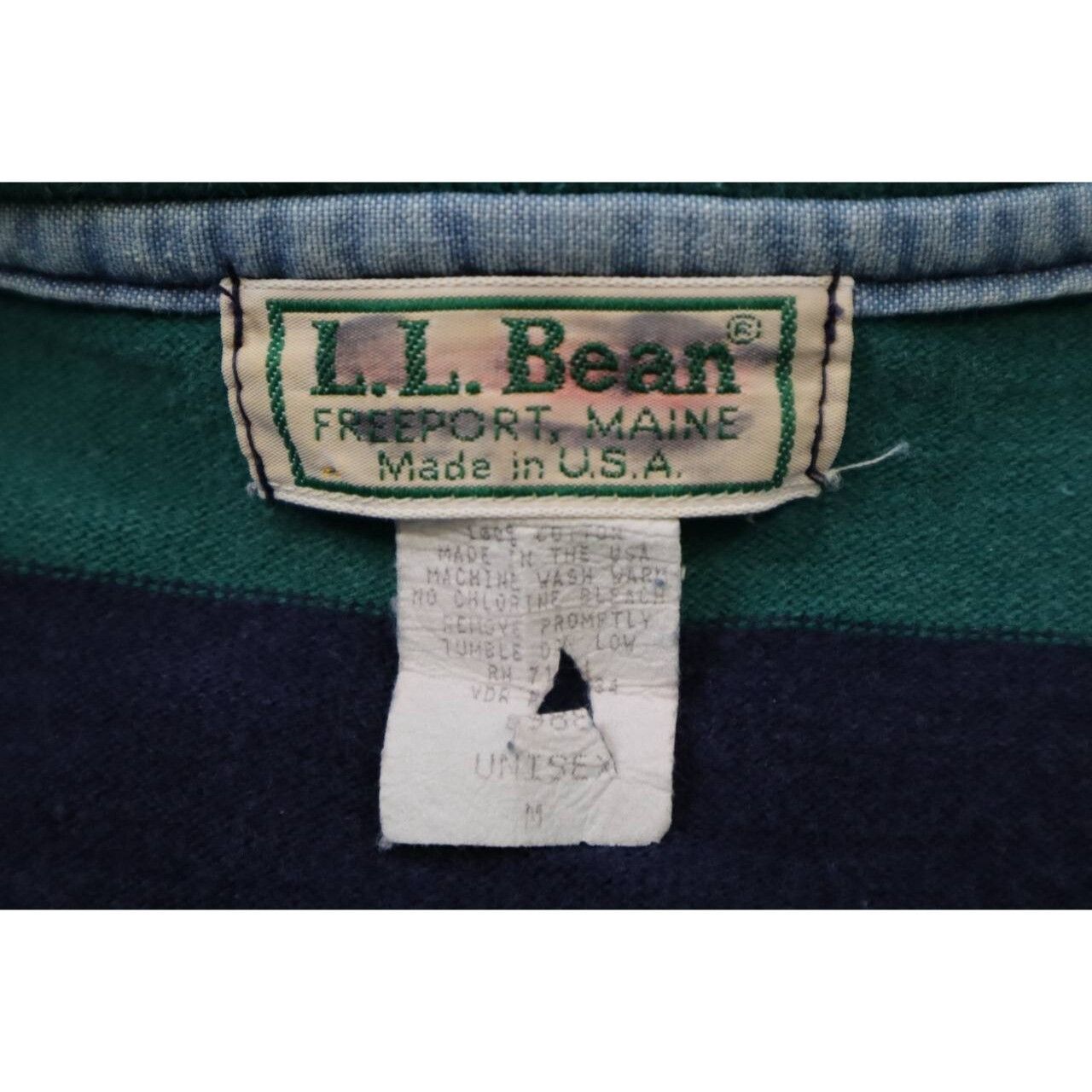 L.L. Bean Vintage LL Bean Hoodie Sweatshirt Unisex Blue & Green Stripe Size US M / EU 48-50 / 2 - 2 Thumbnail