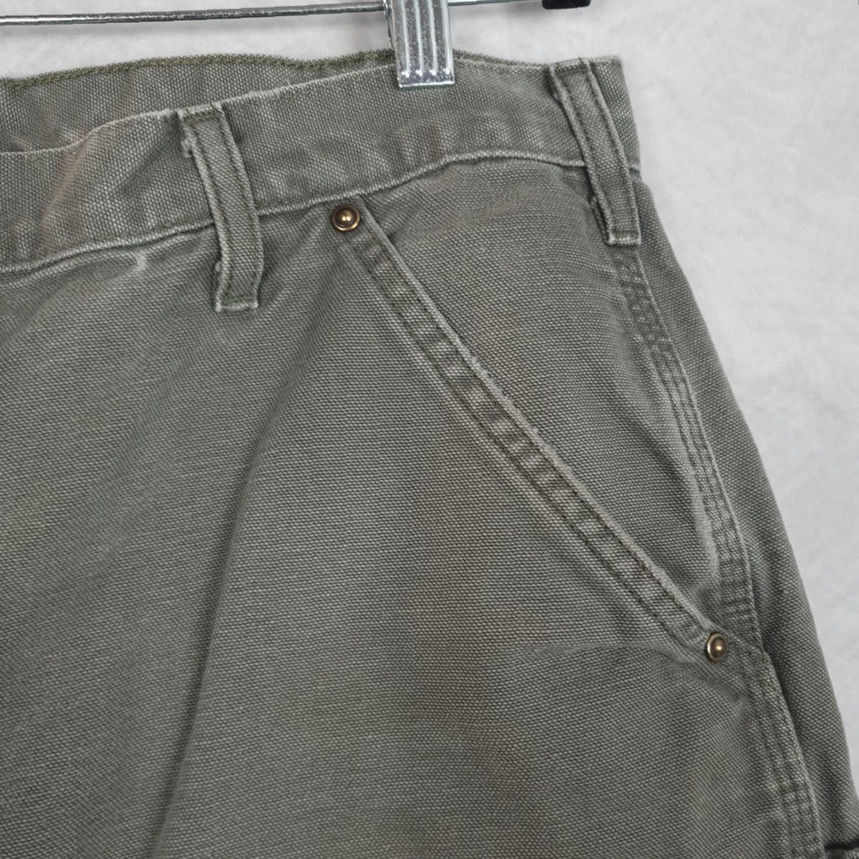 Carhartt VINTAGE Carhartt Pants Mens 35 Green Canvas Original Dungaree Fit Workwear Carpenter Straight Leg Pockets Size US 35 - 4 Thumbnail