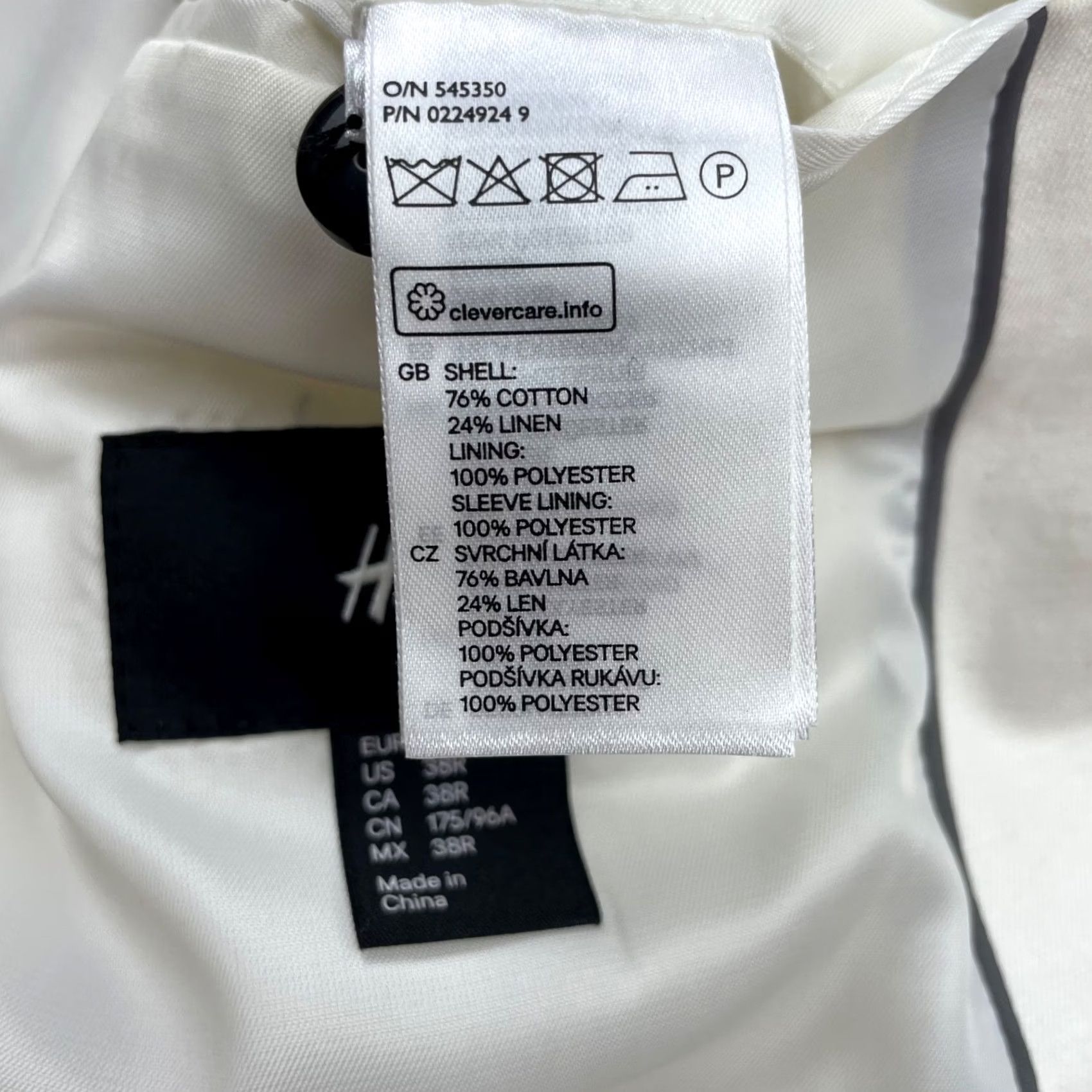 H&M H&M Men's Cotton/Linen 2-Button Blazer White 38R US Size 38R - 6 Thumbnail
