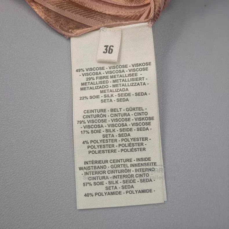 Hermes Hermes Beige Silk and Khaki Leather Buckle Skirt Size 24" / US 00 / IT 34 - 6 Thumbnail