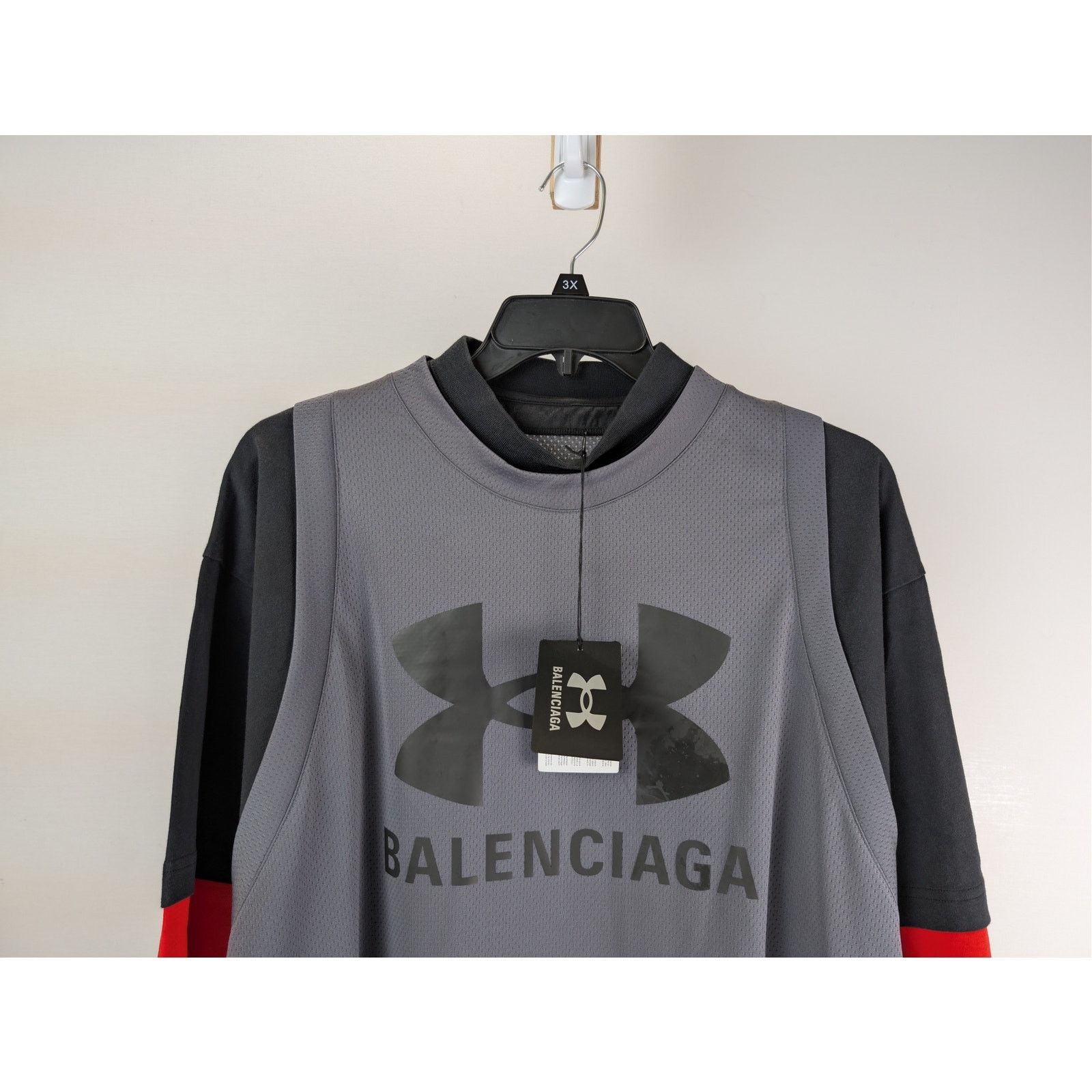 Balenciaga × Under Armour o1rshd1 Sporty Mesh UA Triple Layered T-Shirt in Castle Rock Size US L / EU 52-54 / 3 - 2 Thumbnail