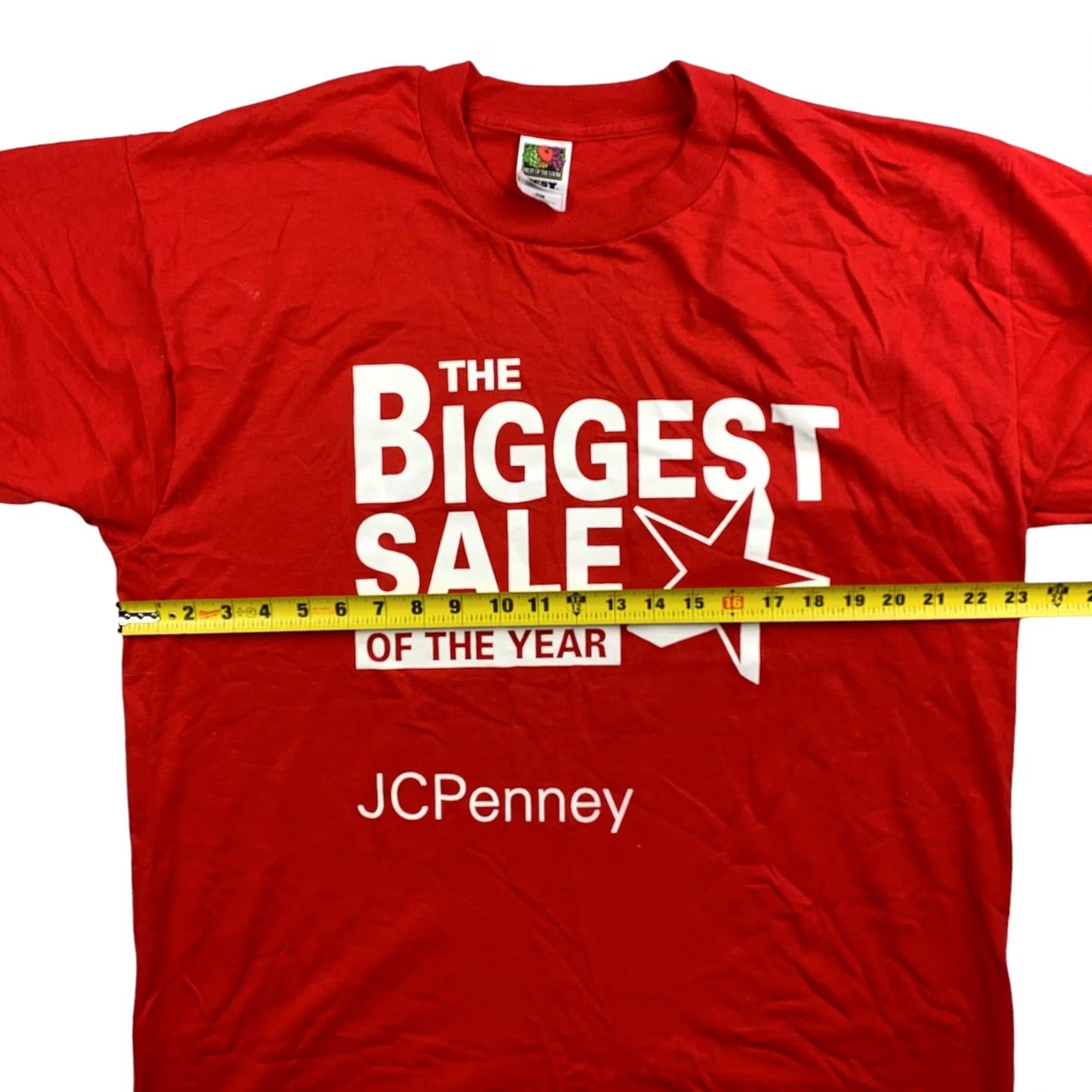 Fruit Of The Loom VINTAGE JC Penney The Biggest Sale Of The Year T-Shirt Single Stitch Red XL Men Shirt Size US XL / EU 56 / 4 - 6 Thumbnail