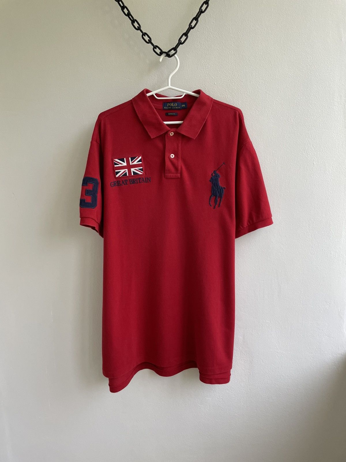 Polo Ralph Lauren × Vintage Polo Ralph Lauren Great Britain 3 Flag PRL Red Polo Shirt Size US XXL / EU 58 / 5 - 2 Thumbnail