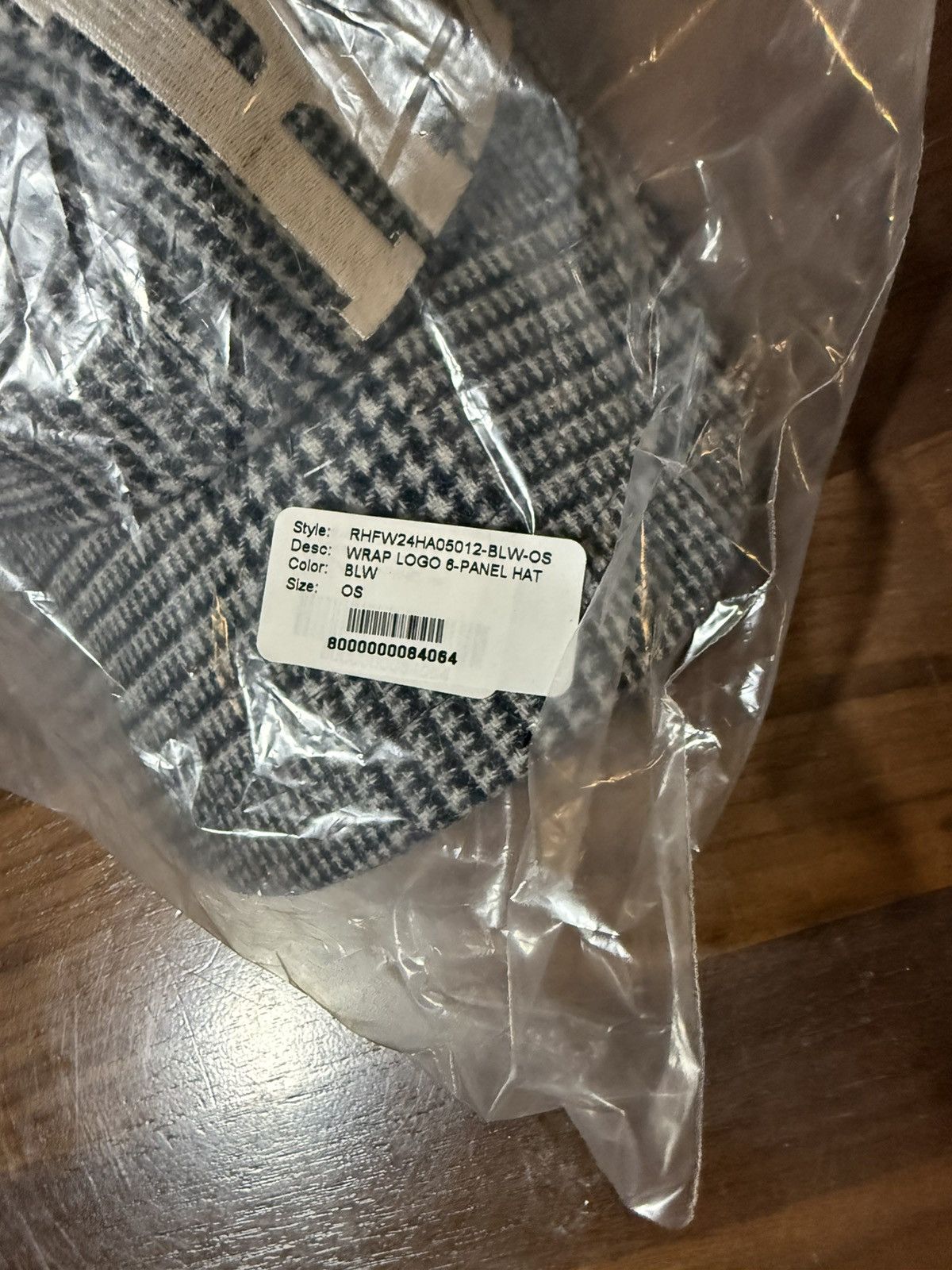 Rhude RHUDE Wrap Logo 6-Panel Hat O/S Black /White Houndstooth Size ONE SIZE - 7 Thumbnail