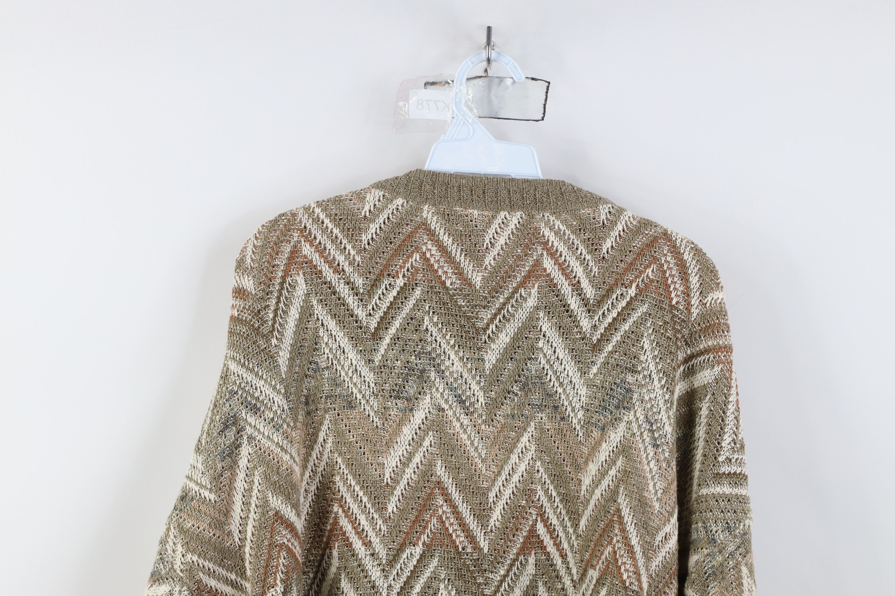 Vintage Vintage 90s Coogi Style Herringbone Silk Blend Knit Sweater Size US L / EU 52-54 / 3 - 8 Thumbnail