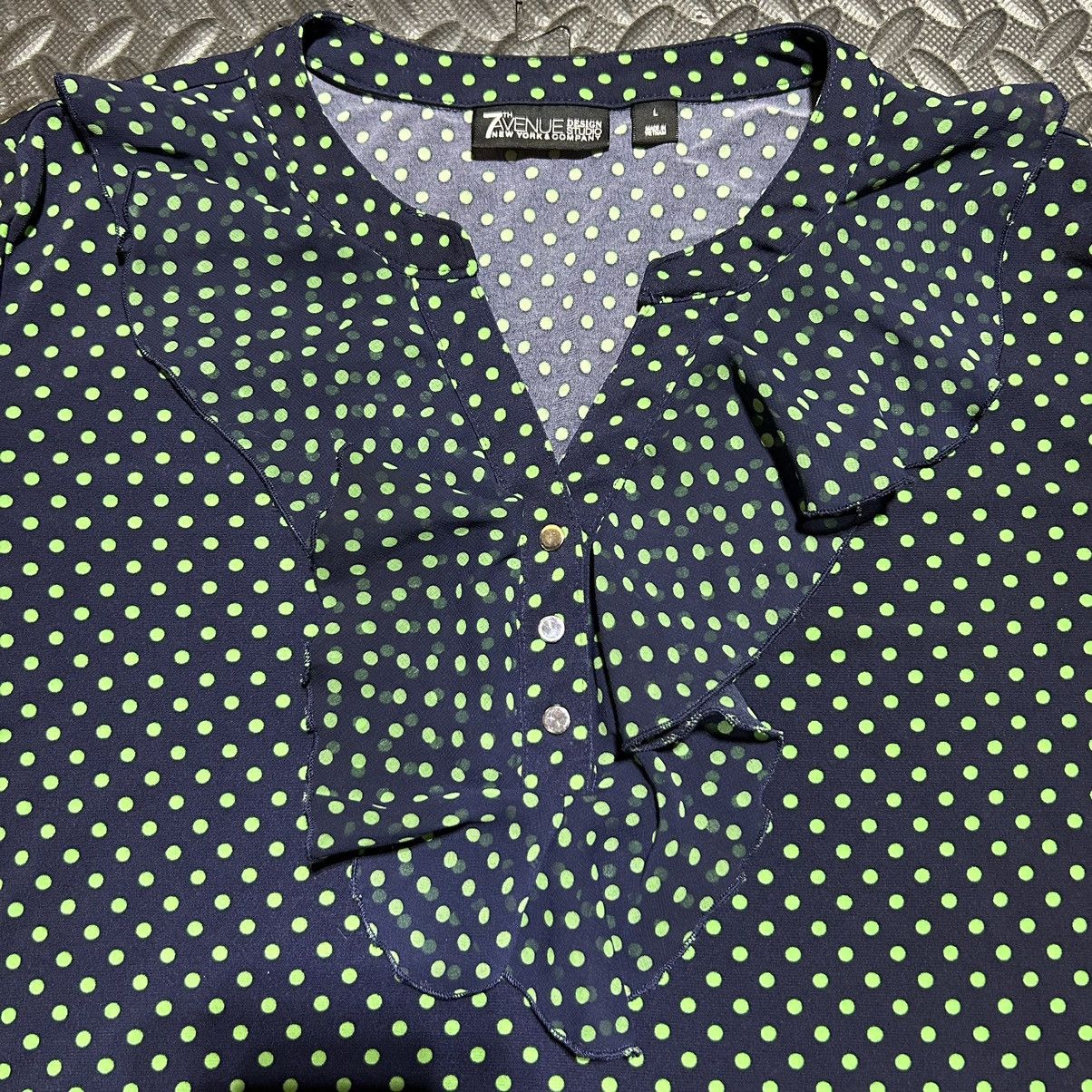 Other 7th Avenue Design Studio Top Ruffle Blouse Polka Dot Large Size L / US 10 / IT 46 - 3 Thumbnail