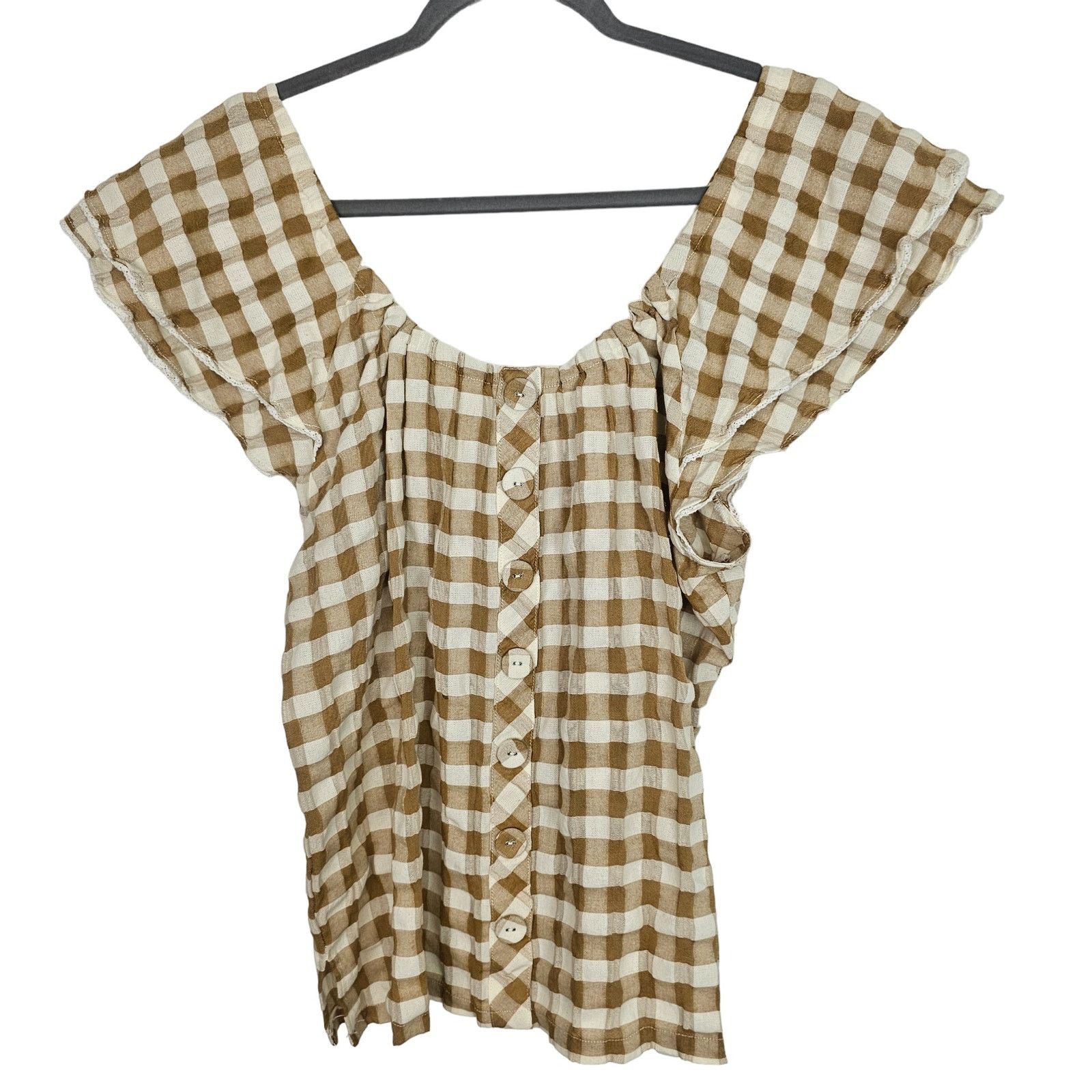 Jane's Addiction Matilda Jane Womens Annabelle Gingham Button Blouse L Preppy Size L / US 10 / IT 46 - 2 Thumbnail
