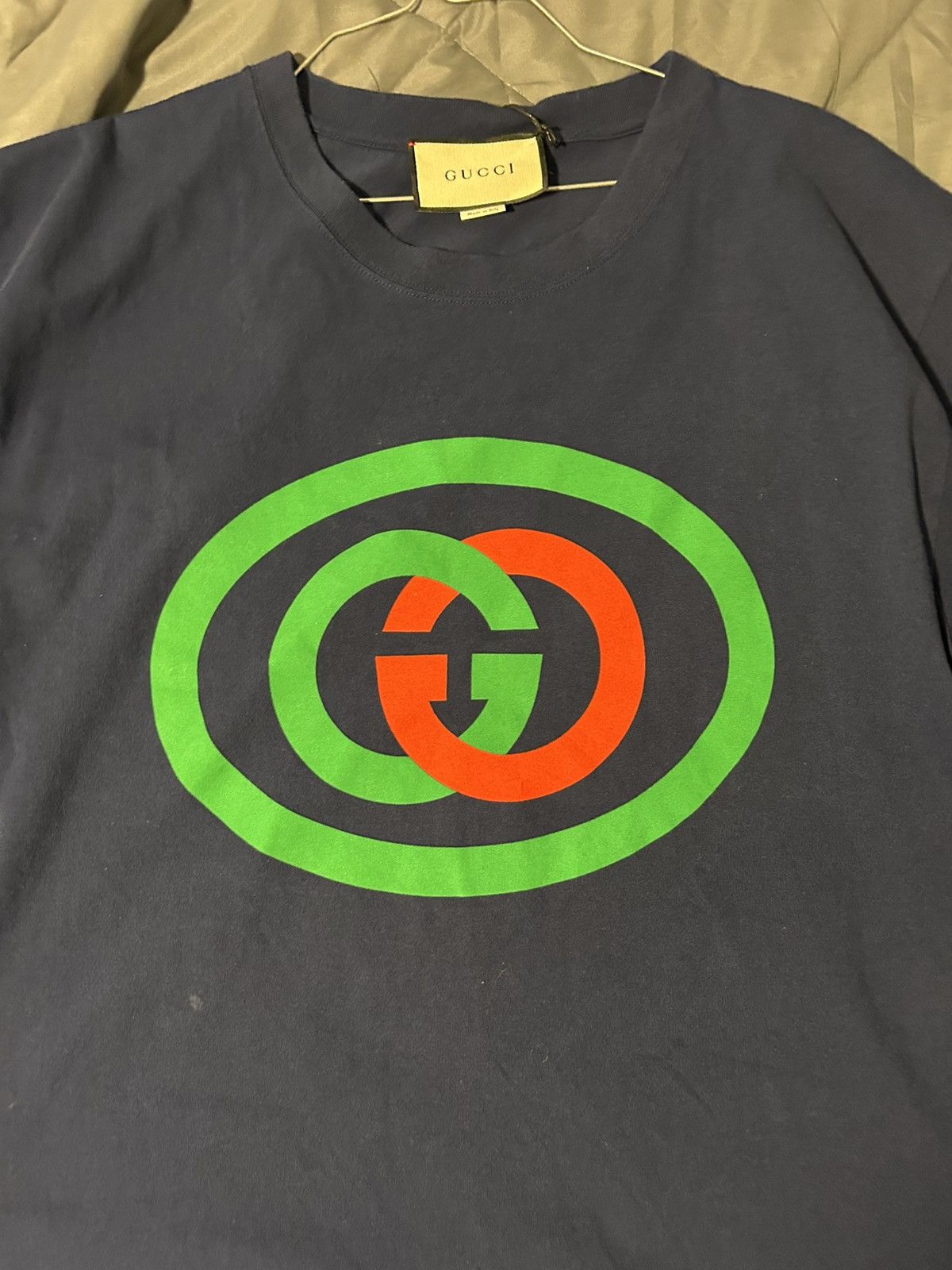 Gucci Gucci Men's Dark Blue Cotton GR GG T-Shirt Size US L / EU 52-54 / 3 - 2 Thumbnail