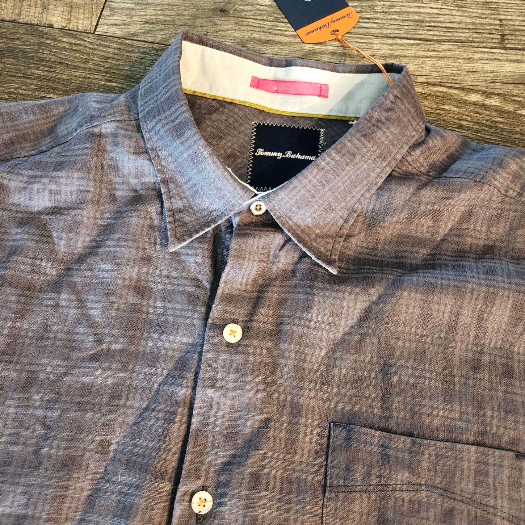 Tommy Bahama VINTAGE Tommy Bahama Shirt Mens XL Blue Plaid Stretch Linen Blend Button Beach NEW Size US XL / EU 56 / 4 - 2 Thumbnail