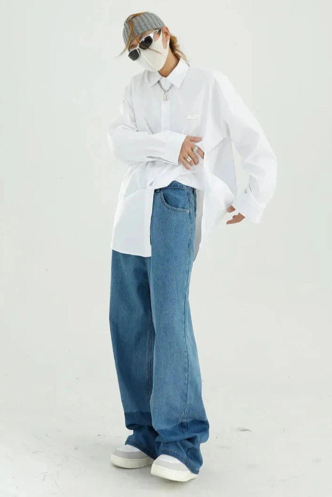 Jean × Vintage Contrast Hem Loose Fit Jeans Size US 32 / EU 48 - 2 Thumbnail