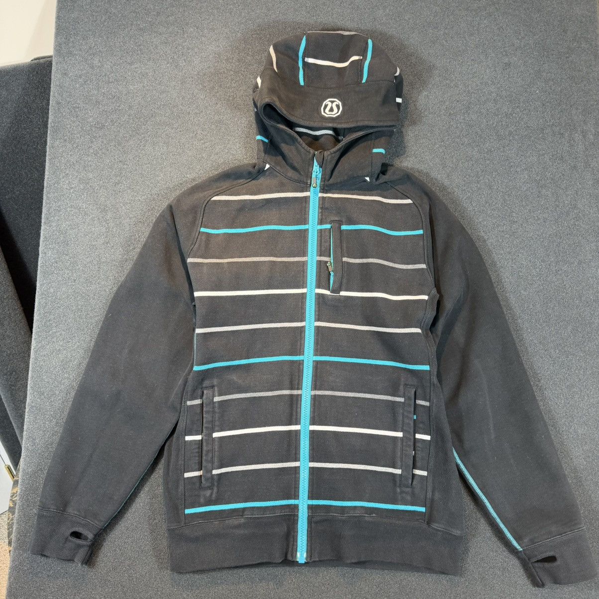 Lululemon VTG Lululemon Zip Hoodie Black Blue/Grey/White Stripes Size US L / EU 52-54 / 3 - 1 Thumbnail