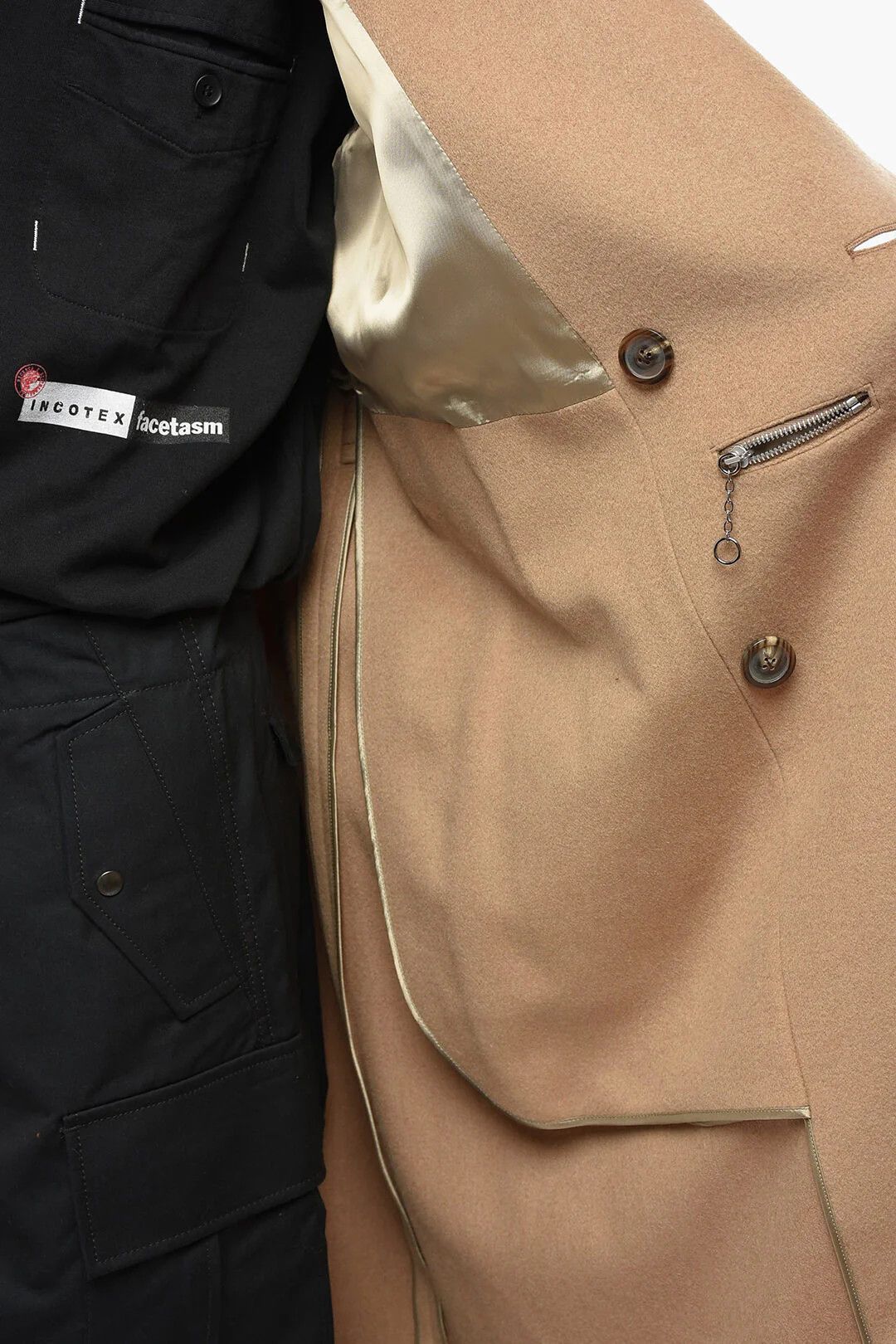 Maison Margiela og1mm0326 Double-Breasted Camel Wool-Blend Coat in Beige Size US S / EU 44-46 / 1 - 5 Thumbnail