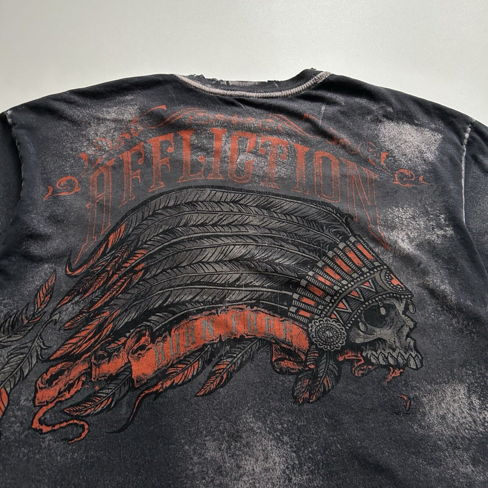 Affliction Vintage Affliction Native American Skull Y2K T Shirt XL Rare Size US XL / EU 56 / 4 - 4 Thumbnail