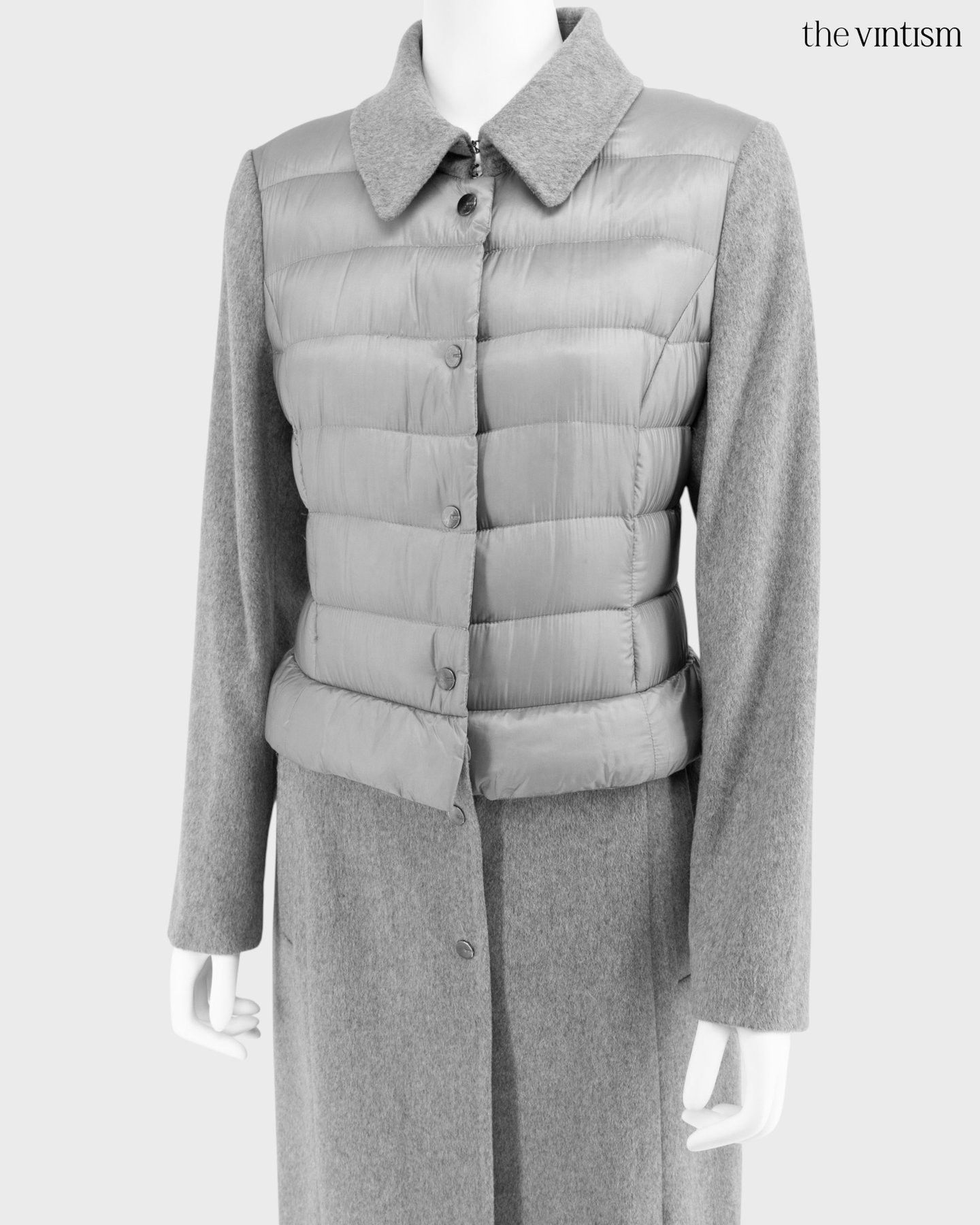 Escada Escada Grey Modular Down Technical Nylon & Wool Coat DE 38 M Size M / US 6-8 / IT 42-44 - 5 Thumbnail
