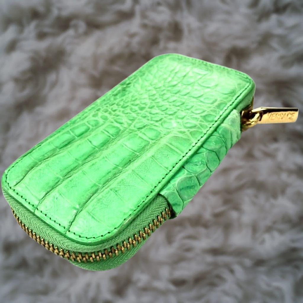 Versace VINTAGE Gianni Versace Keychain Wallet Crocodile Alligator Lime Green Mens Wallet Accessories Size ONE SIZE - 1 Thumbnail