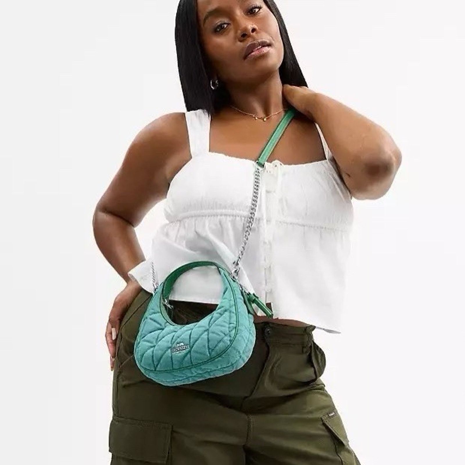 Coach NWT Coach Carmen Mini Crossbody Bag CBR11 Denim Sv/Ivy/Green Size ONE SIZE - 11 Thumbnail