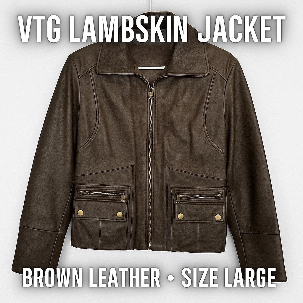 Other vtg y2k lambskin leather moto jacket brown ana size large Size L / US 10 / IT 46 - 1 Thumbnail