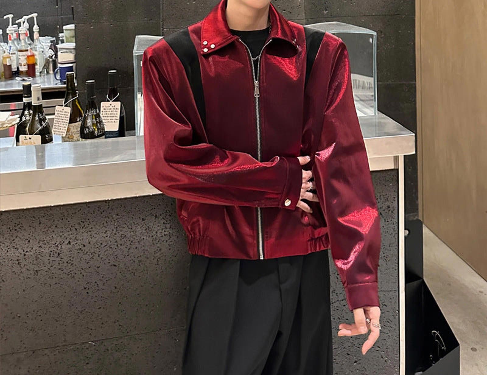 Japanese Brand Satin Bomber Jacket, Men's Stylish Outerwear Size US M / EU 48-50 / 2 - 2 Thumbnail