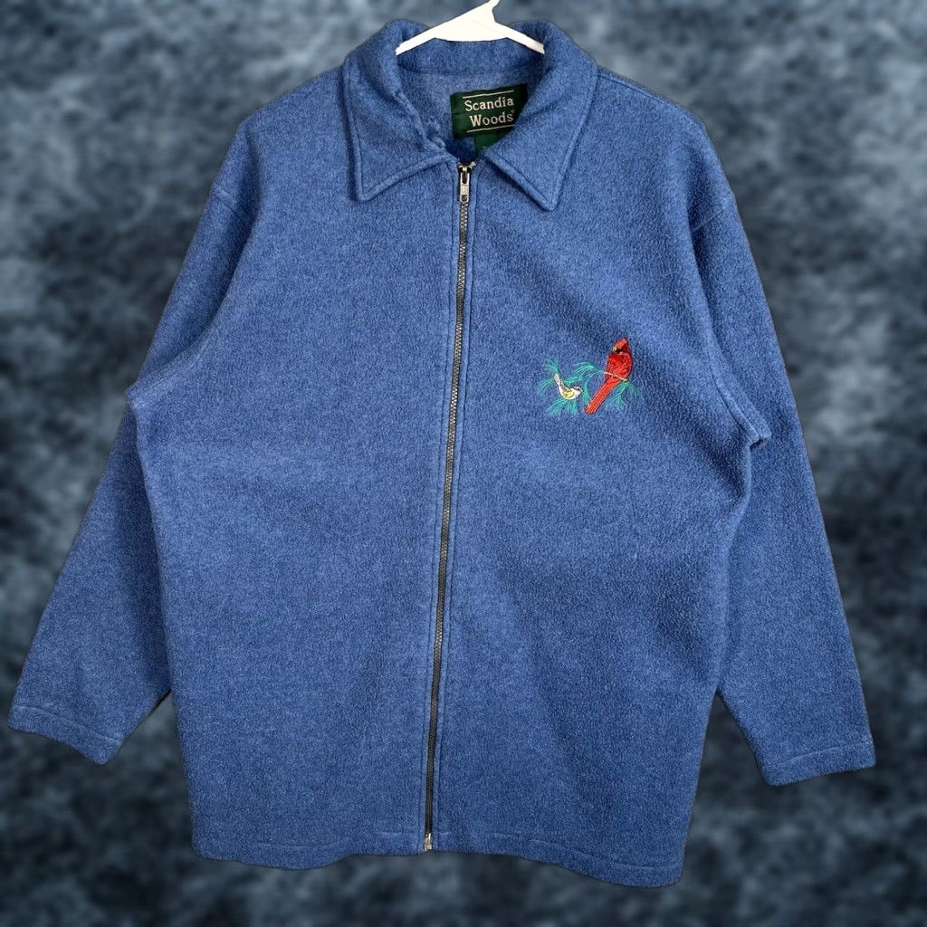 Vintage VINTAGE 90s Scandia Woods Fleece Cardinal Bird Sweatshirt Womens Large Blue Size L / US 10 / IT 46 - 1 Thumbnail