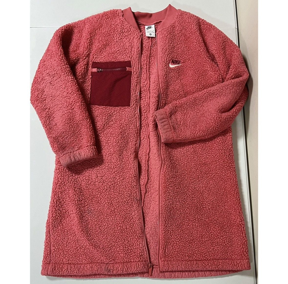 Nike Nike Pink Maroon Plush Zipper Sweater Jacket Coat Size XL 🩷 Size XL / US 12-14 / IT 48-50 - 2 Thumbnail